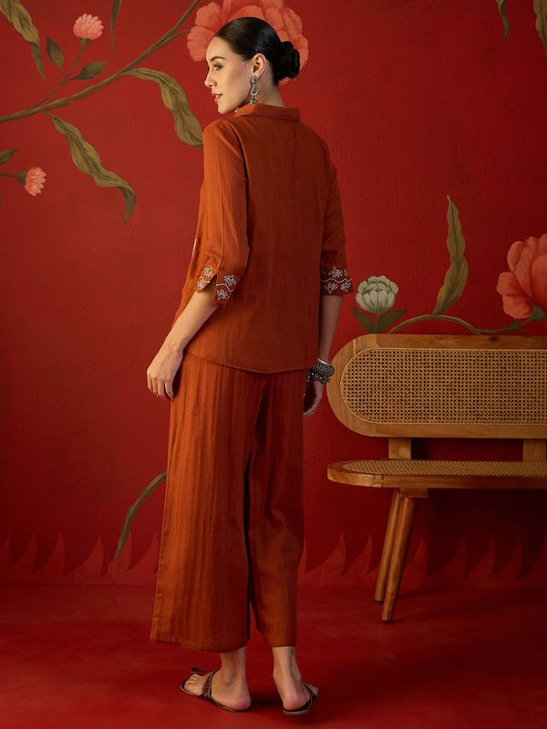 Floral Embroidered Tunic With & Trousers