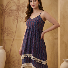 Firozi Floral Print Shoulder Straps A-Line Kurta With Palazzo Kurta Set