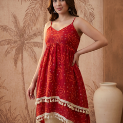 Firozi Floral Print Shoulder Straps A-Line Kurta With Palazzo Kurta Set