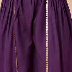 Ethnic Motifs Yoke Design & Sequinned  A-Line Kurta With Dhoti Pants Kurta Set