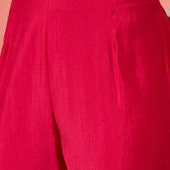 Red Embroidered Gotta Patti Kurta with Trousers & Dupatta Kurta Set
