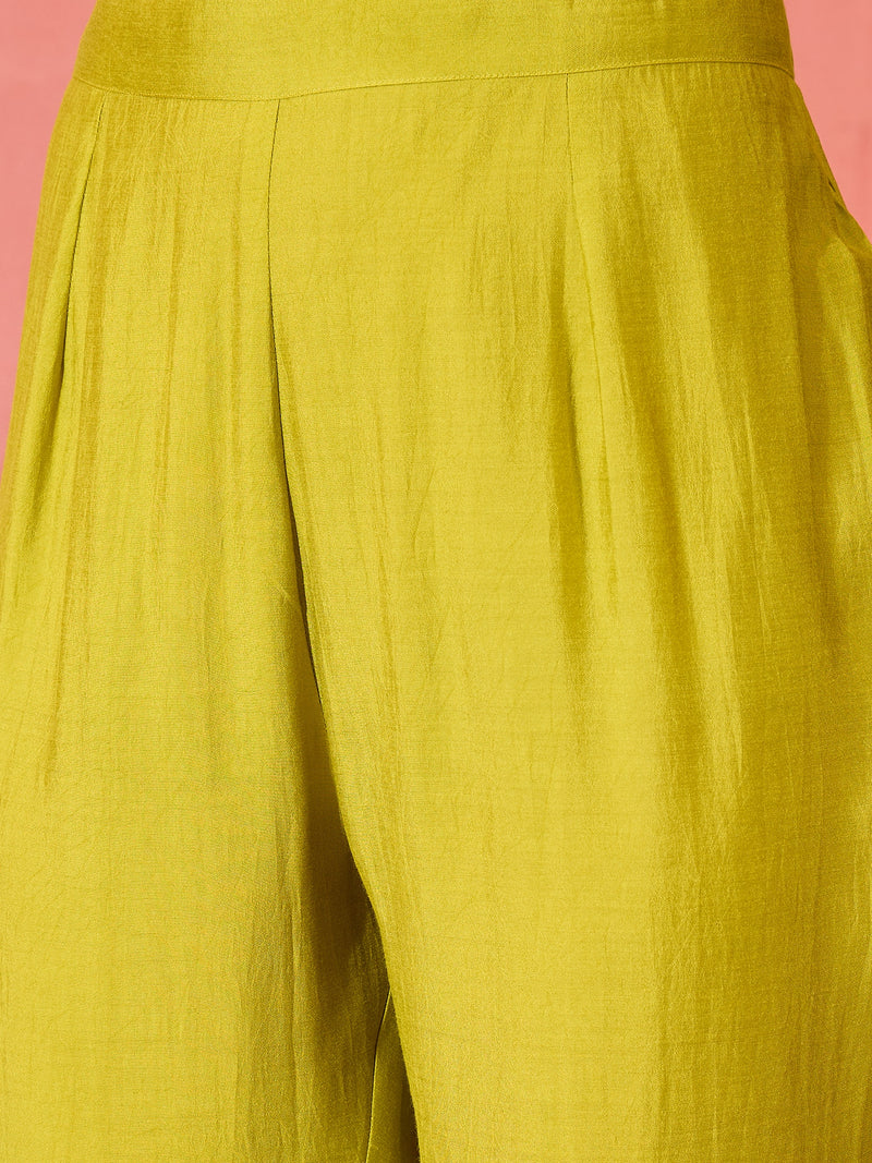 Green Embroidered Gotta Patti Kurta with Trousers & Dupatta Kurta Set