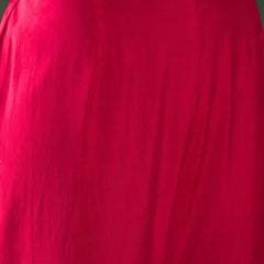 Fuchsia Geometric Embroidered Round Neck Mirror Work Kaftan With Trousers