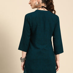 Printed Mandarin Collar Kurti