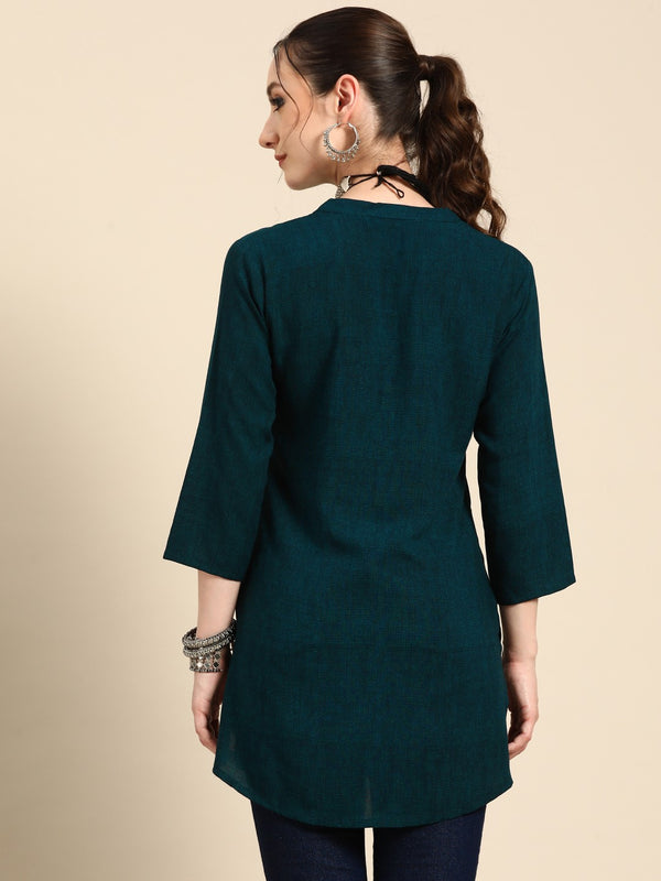 Printed Mandarin Collar Kurti