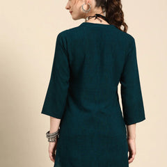 Printed Mandarin Collar Kurti