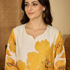 Embroidered & Printed Cotton  Lining in Kurta With Pant Co-Ords