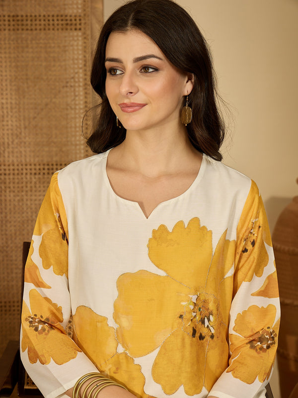 Embroidered & Printed Cotton  Lining in Kurta With Pant Co-Ords