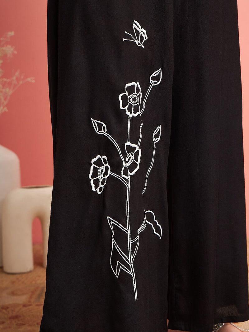 Embellished Lace Up Detail Top & Palazzo Co-Ords Set