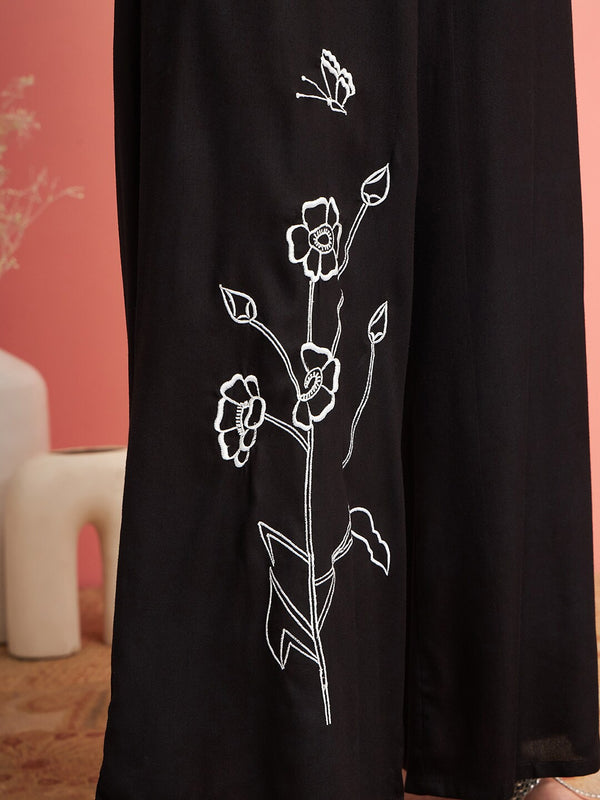 Embellished Lace Up Detail Top & Palazzo Co-Ords Set