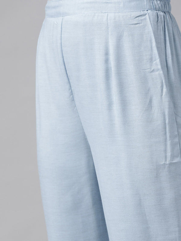 Powder Ethnic Motifs Embroidered Gotta Patti Kurta with Trousers & DupattaKurta Set