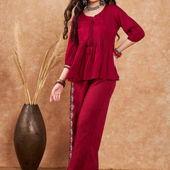Embellished Lace Up Detail Top & Palazzo Co-Ords Set