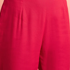 Embroidered Shoulder Straps Straight Kurta With Trousers & Dupatta