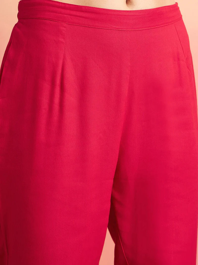 Printed Shoulder Strap Gotta Patti Kurta With Trousers & Dupatta