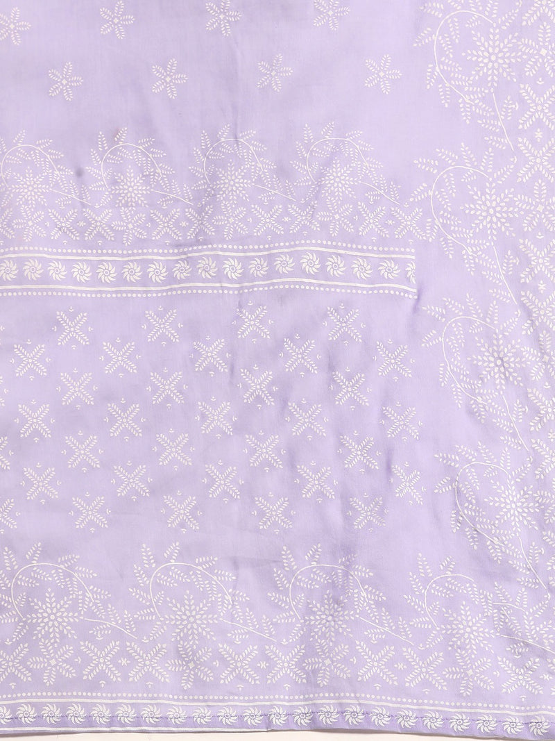 Women Floral Embroidered Pure Cotton Kurta with Trousers & With Dupatta