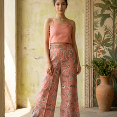 Floral Print & Embroidered  Straight Kurta With Top & Trousers & Dupatta