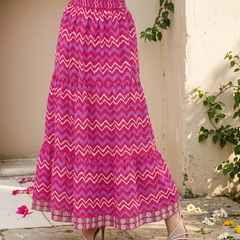 Ethnic Motifs Printed Pure Cotton Straight Kurta With Skirt