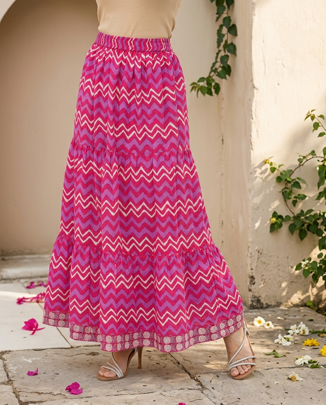 Ethnic Motifs Printed Pure Cotton Straight Kurta With Skirt