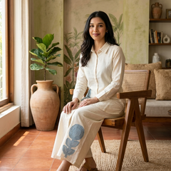 Floral Embroidered Tunic With & Trousers