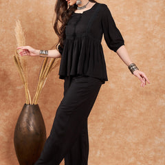 Embroidered Top With Palazzo Co-Ords