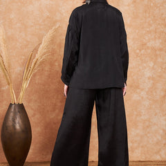 Embroidered Viscose Silk Oversized Shirt With Palazzo Co-Ords