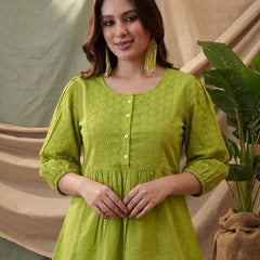 Ethnic Motifs Yoke Design Pure Cotton Short Kurti