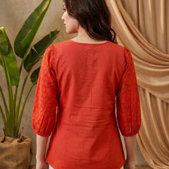 Ethnic Motifs Yoke Design Pure Cotton Short Kurti