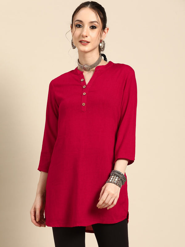 Printed Mandarin Collar Kurti