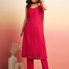 Printed Shoulder Strap Gotta Patti Kurta With Trousers & Dupatta
