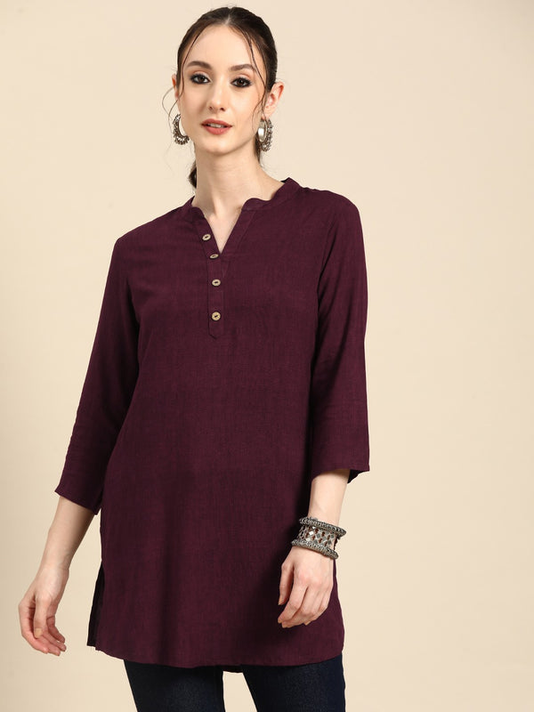 Printed Mandarin Collar Kurti