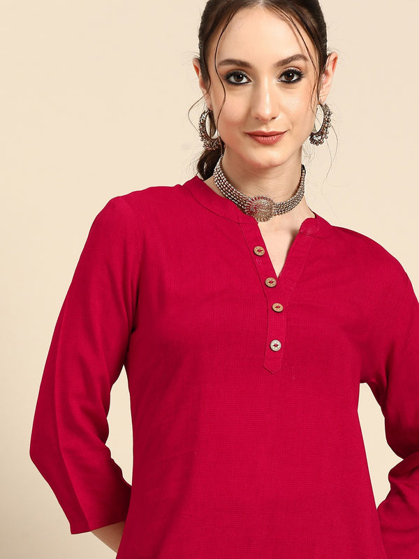 Printed Mandarin Collar Kurti