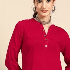 Printed Mandarin Collar Kurti