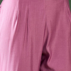 Yoke Design V-Neck Mirror Work Kaftan Kurta With Trousers