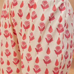 Floral Printed & Sequinned Pure Cotton Kurta With Trousers