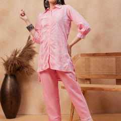 Embroidered Pure Cotton Top & Trouser Co-Ords