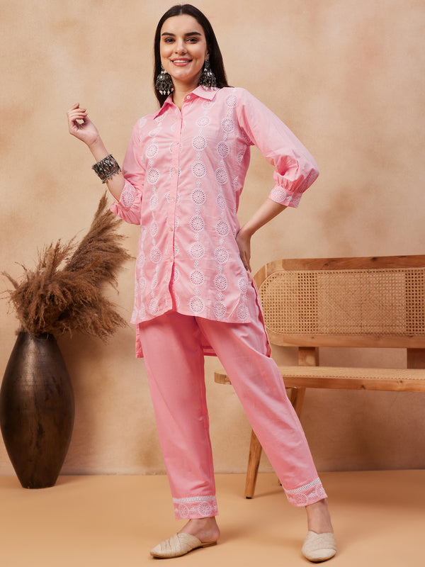 Embroidered Pure Cotton Top & Trouser Co-Ords