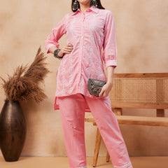 Embroidered Pure Cotton Top & Trouser Co-Ords