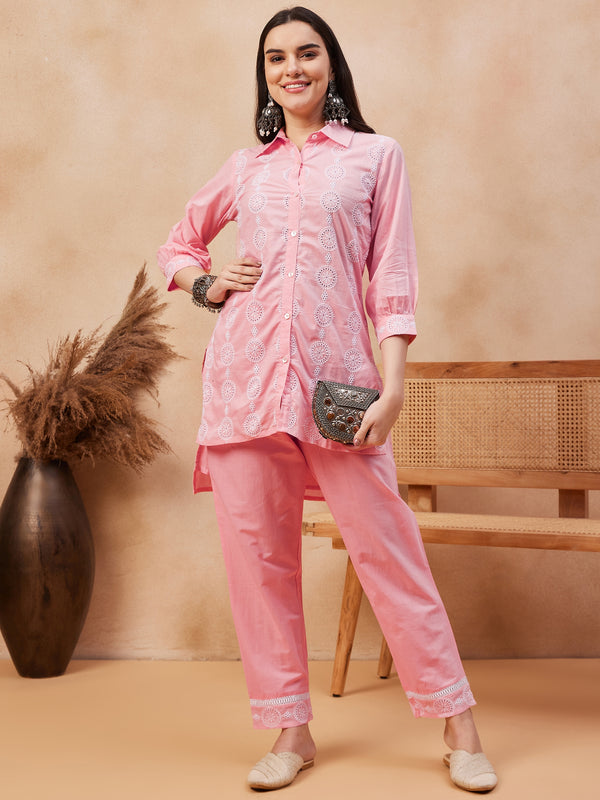 Embroidered Pure Cotton Top & Trouser Co-Ords