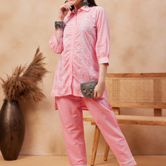 Embroidered Pure Cotton Top & Trouser Co-Ords