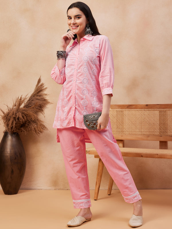 Embroidered Pure Cotton Top & Trouser Co-Ords