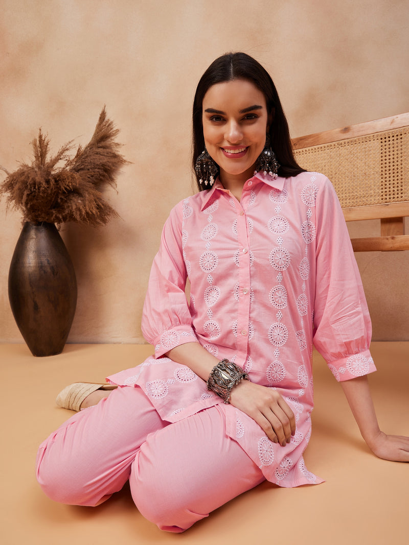 Embroidered Pure Cotton Top & Trouser Co-Ords