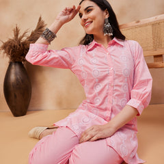 Embroidered Pure Cotton Top & Trouser Co-Ords