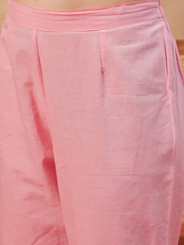 Embroidered Shirt Collar Pure Cotton Top With Trouser Co-Ords