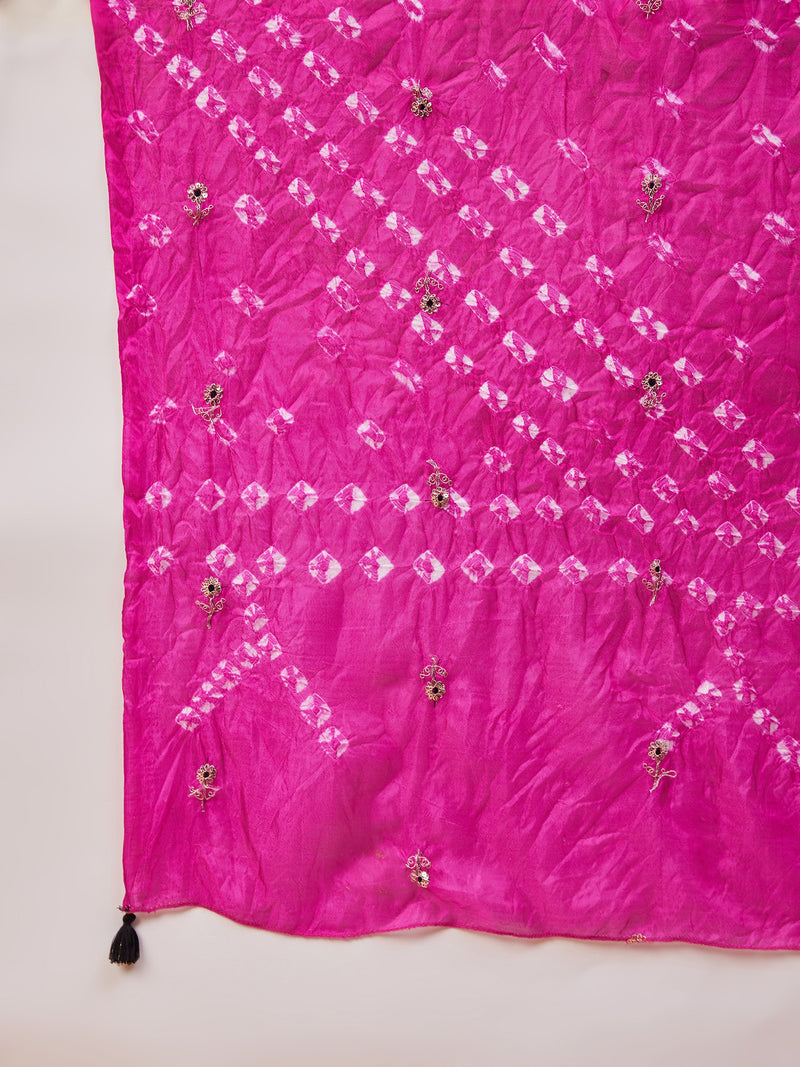 Embroidered Regular Thread Work Kurta with Palazzos & Dupatta