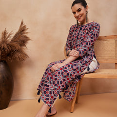 Ethnic Motifs Printed Pure Cotton Straight Kurta