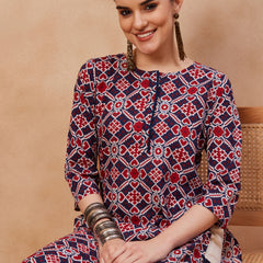 Ethnic Motifs Printed Pure Cotton Straight Kurta