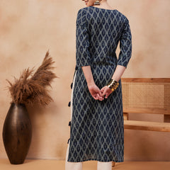 Ethnic Motifs Printed Pure Cotton Straight Kurta