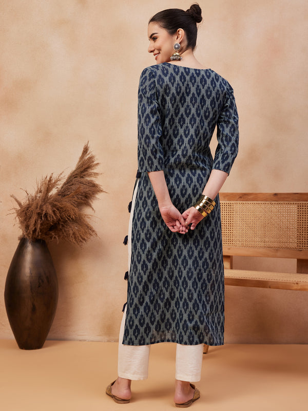 Ethnic Motifs Printed Pure Cotton Straight Kurta