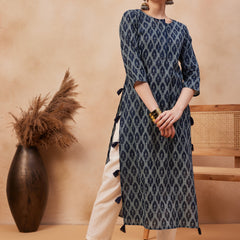 Ethnic Motifs Printed Pure Cotton Straight Kurta