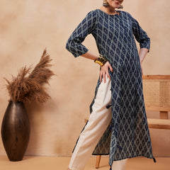 Ethnic Motifs Printed Pure Cotton Straight Kurta